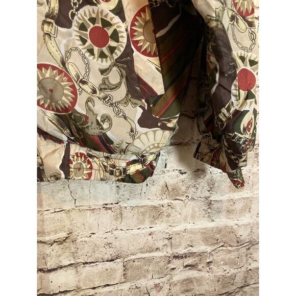 Vintage Coaco Silk Jacket Womens Large Equestrian Full Front Zip Bomber Puffy - Picture 6 of 13